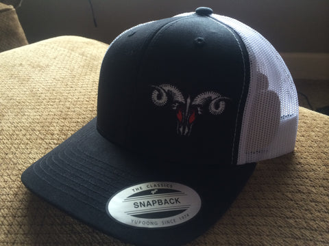 Black and White MadRam11 Snapback Trucker Hat